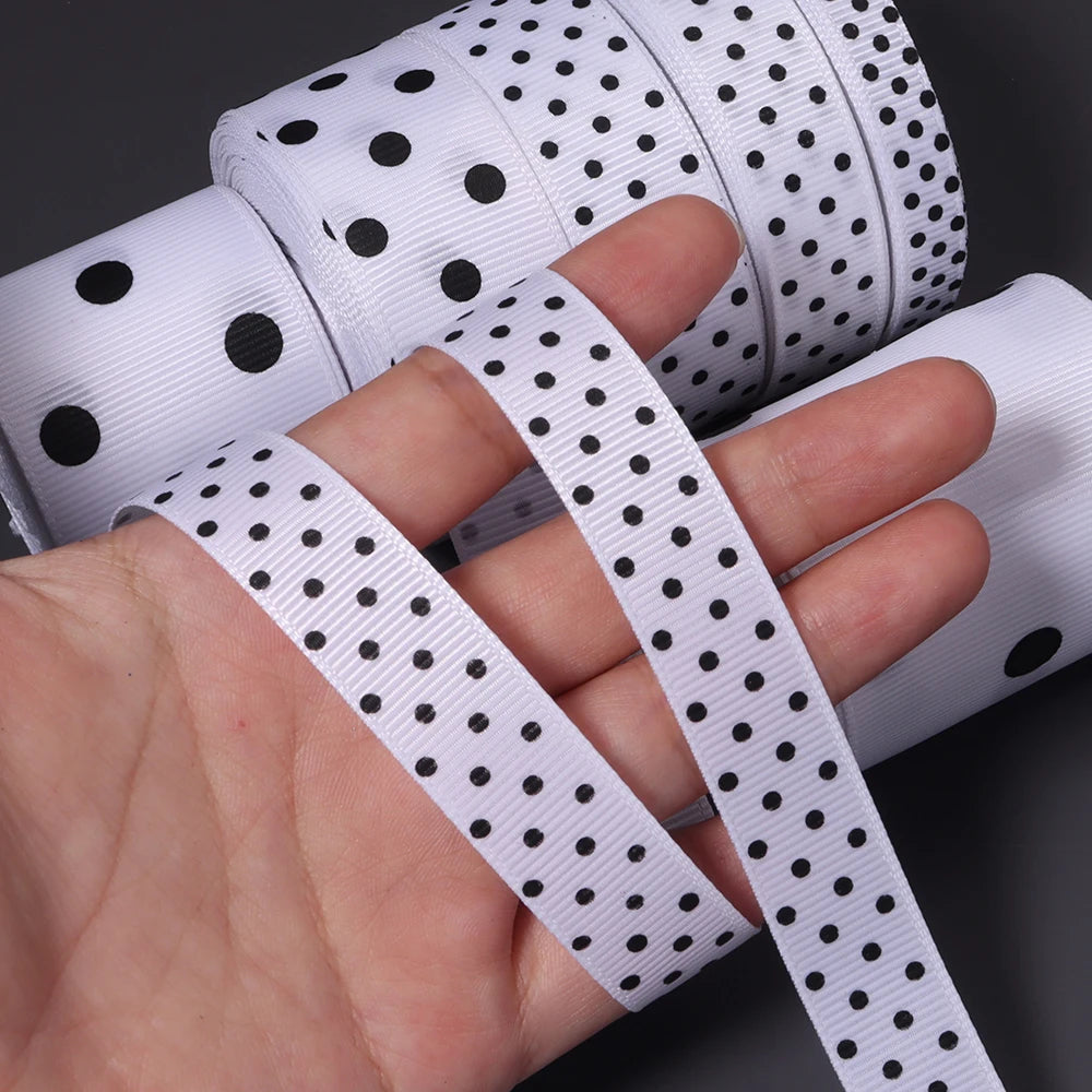 White Polka Dot Grosgrain Ribbon for Hair Bows & Gift Wrap Craft Ribbon PLUSH