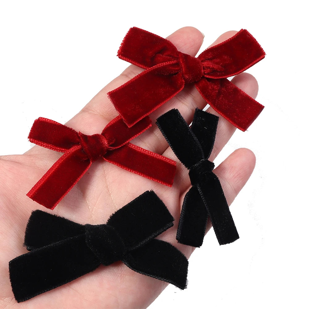 10pcs Velvet Bowknot Bows – DIY Jewelry & Christmas Decor Velvet Craft Bows PLUSH