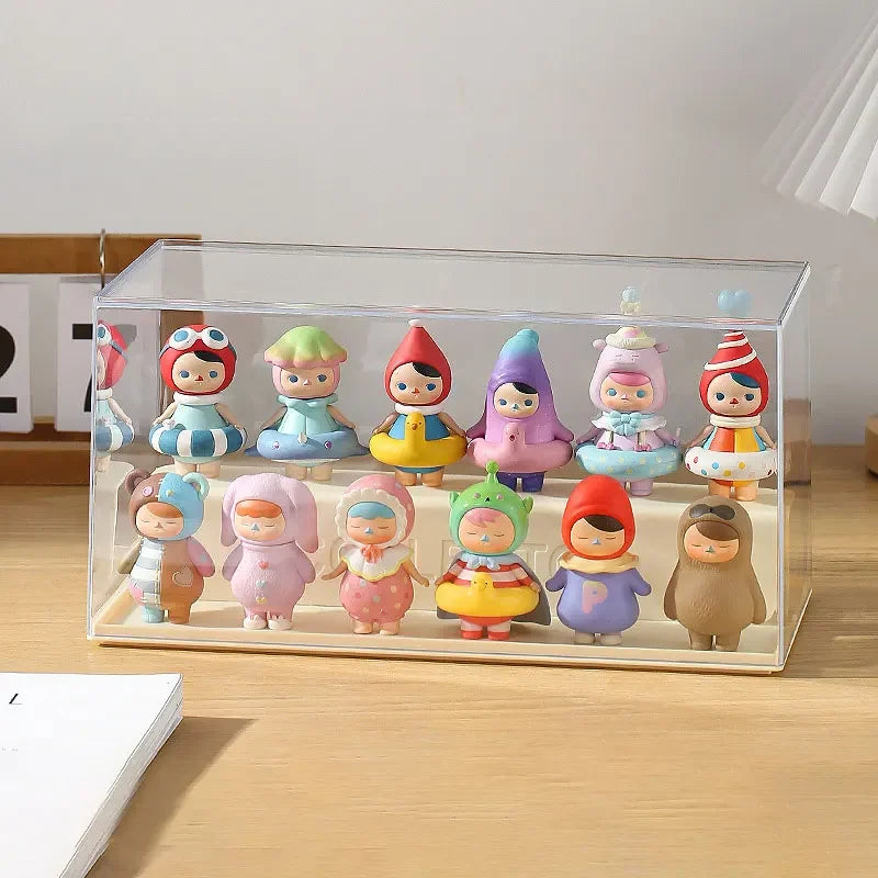 Stackable Acrylic Display Case for Anime Figures & Blind Boxes Acrylic Display Case PLUSH Yellow double-layer