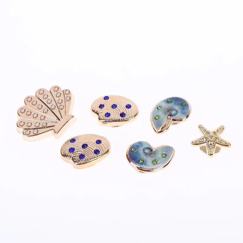 16pcs Starfish & Shell Shoe Charms – Bling Clip Decorations Shoe Charms Set PLUSH