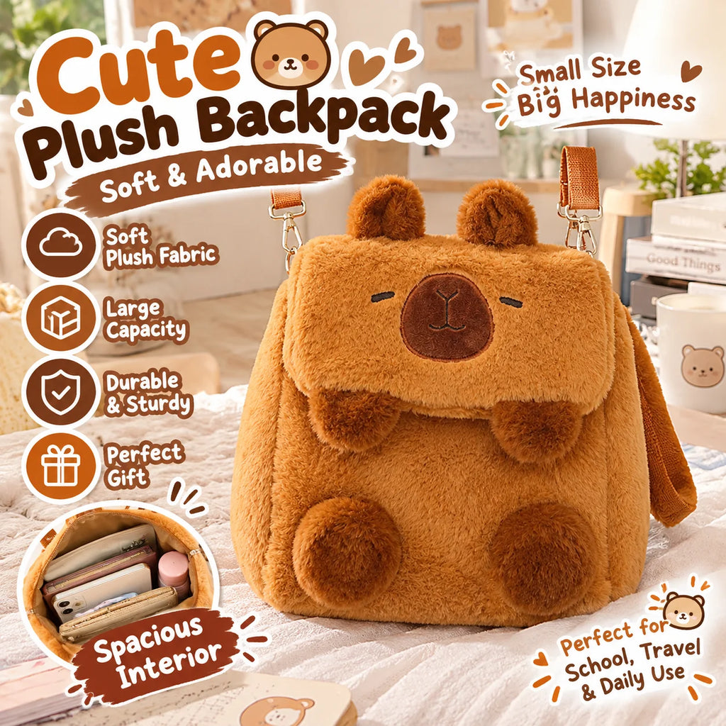 Cute Cartoon Plush Backpack – Large Capacity Fluffy School Bag Plush Backpack PLUSH