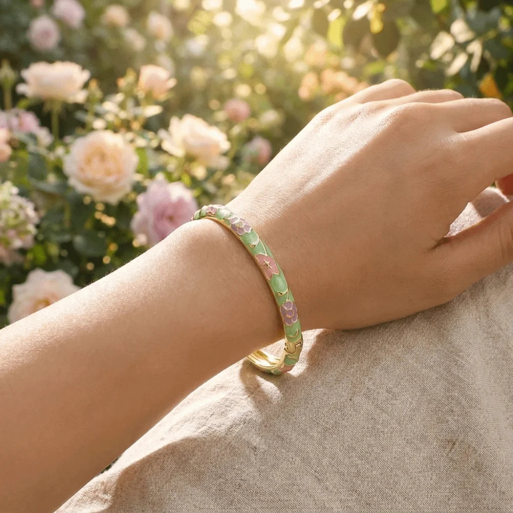 Retro Chinese Enamel Bangle – Zinc Alloy Dropped Glaze Bracelet Enamel Bangle Bracelet PLUSH