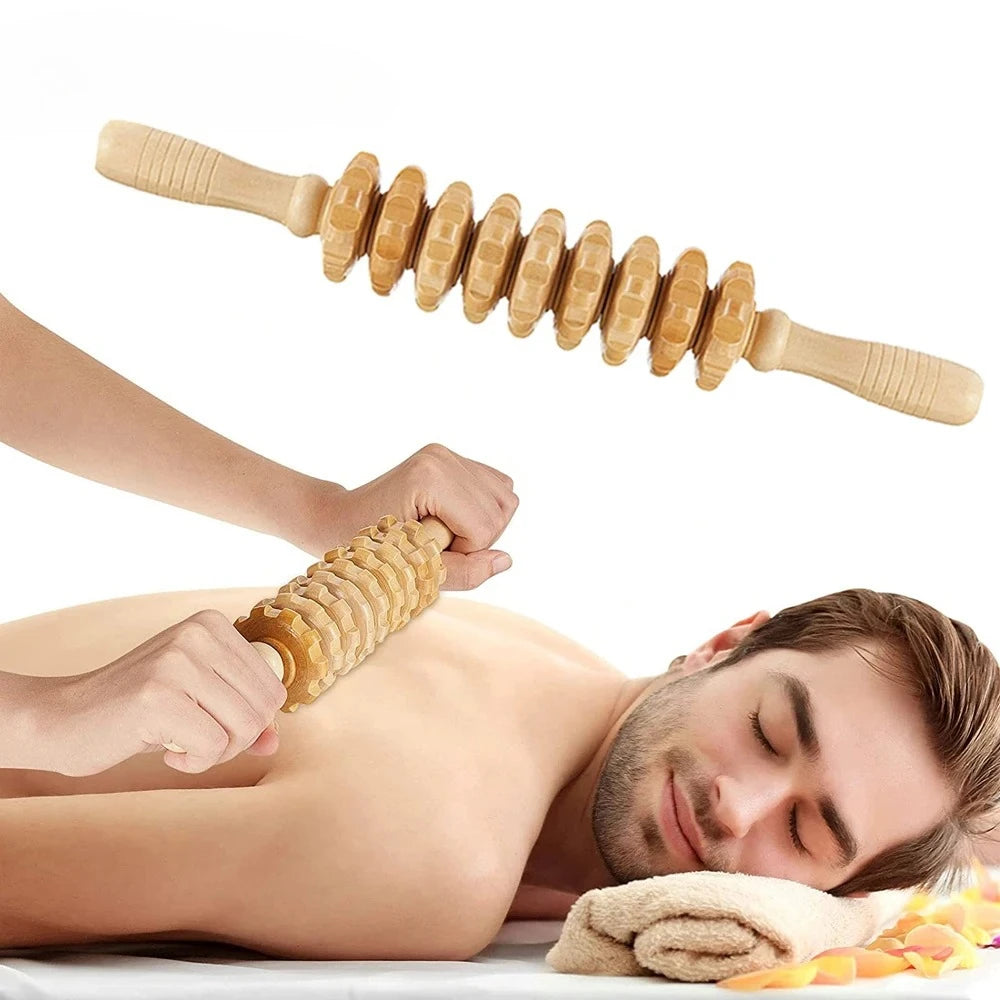 Wooden Massage Roller – 9 Rotating Rollers for Body Sculpting Massage Roller PLUSH