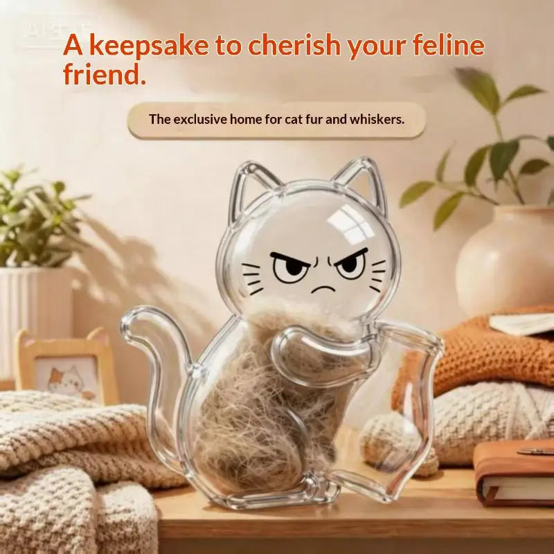 Transparent Cat Magnetic Storage Box – Pet Fur & Whisker Keepsake Pet Keepsake Storage PLUSH H