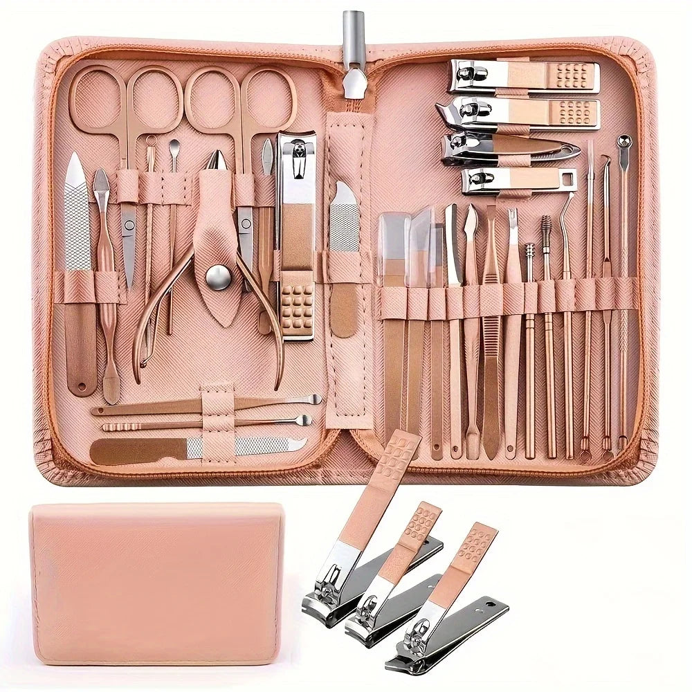 30-Piece Stainless Steel Manicure Pedicure Set | Travel Kit Manicure Pedicure Set PLUSH