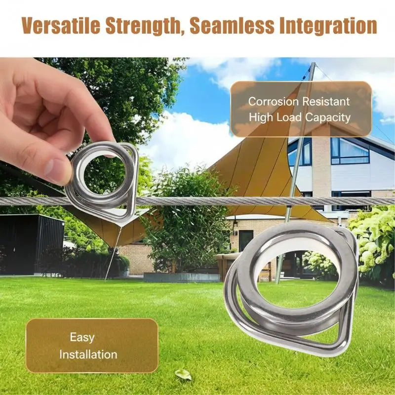 Stainless Steel M6/M8 D-Ring Thimble for Sun Shade Sail & Marine Marine Rigging Hardware PLUSH