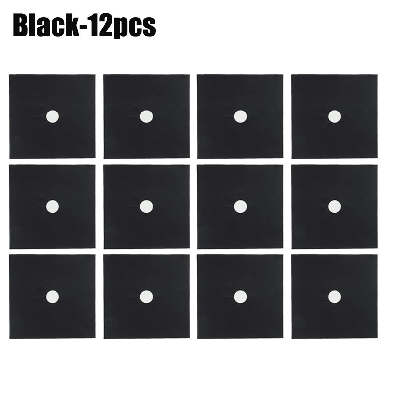 Gas Stove Protection Pads – Reusable, Washable & Heat-Resistant Stove Protector Pad PLUSH Black-12PCS