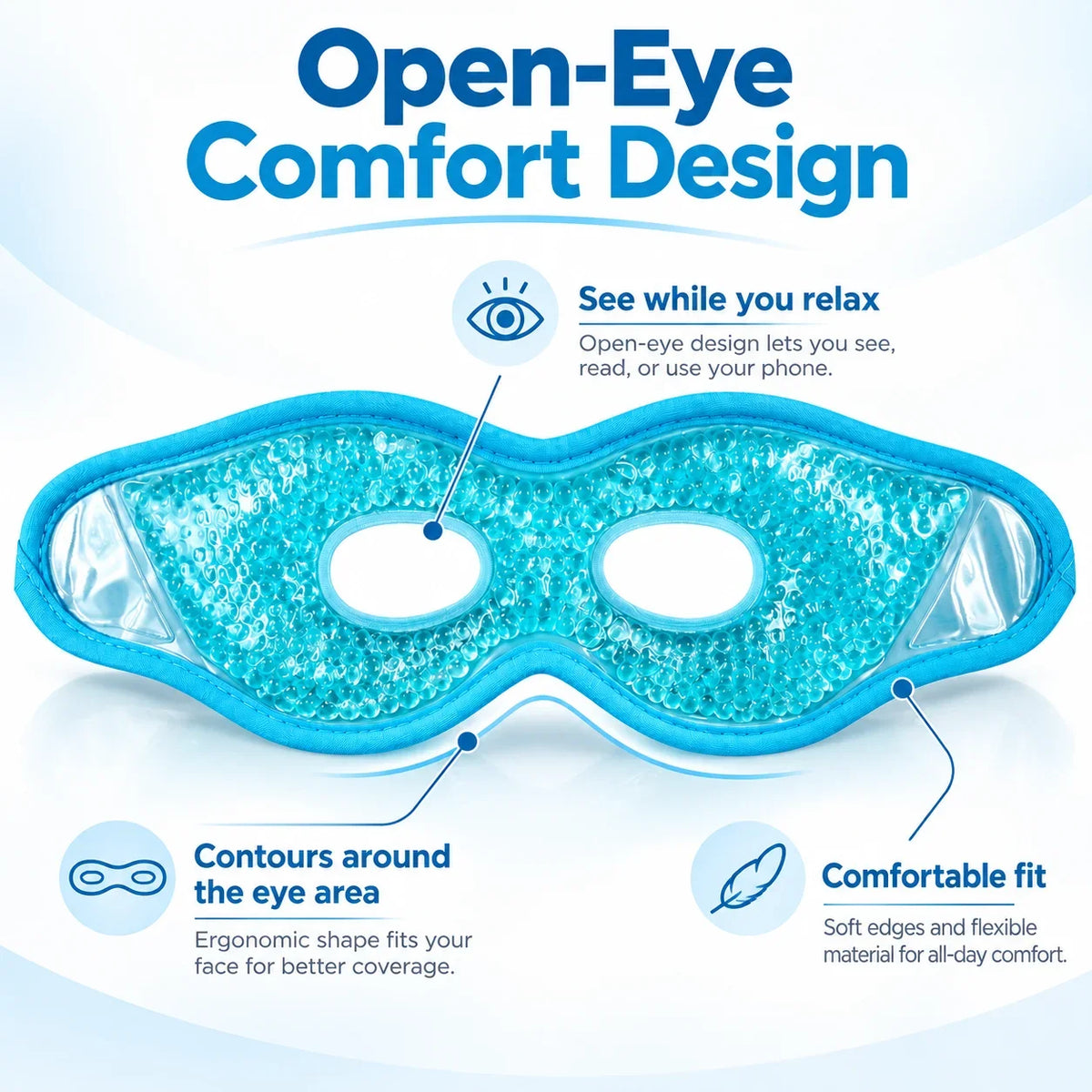 Reusable Hot Cold Gel Bead Eye Mask with Holes – Plush Compress Gel Eye Mask PLUSH