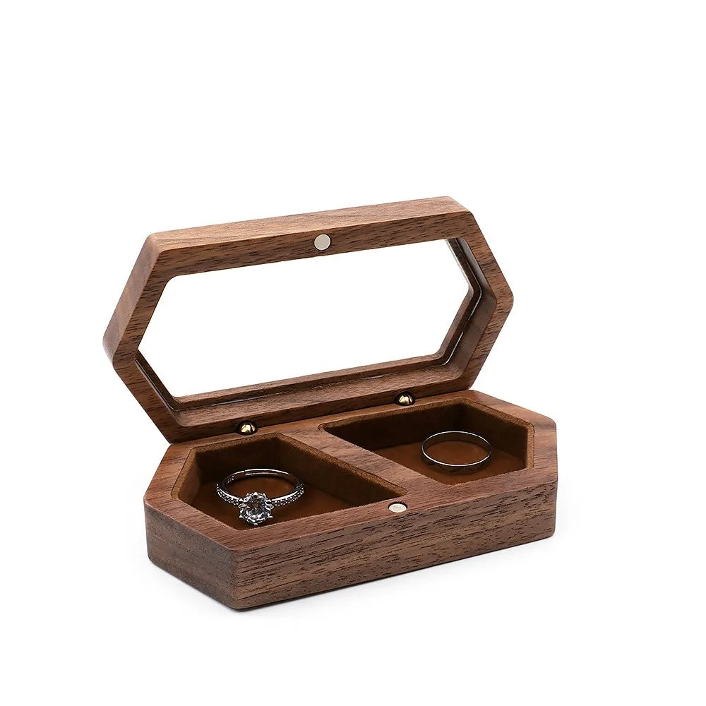 Velvet Mini Wood Jewelry Box – Ring & Earring Display Case Jewelry Display Box PLUSH Brown