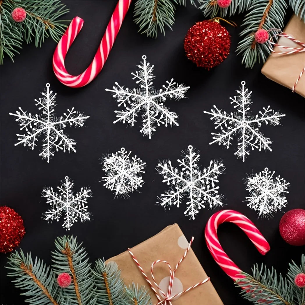 Christmas Snowflake Ornaments – White Hanging Tree Decorations Holiday Tree Ornaments PLUSH