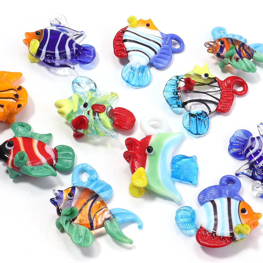 Tropical Fish Lampwork Glass Beads 2pcs – DIY Jewelry Charms Lampwork Glass Beads PLUSH