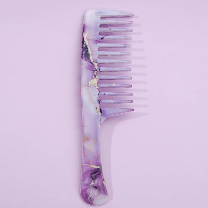 Extra Large Wide Tooth Detangling Comb – Marble Pattern Wide Tooth Comb PLUSH purple