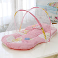 Foldable Baby Crib Mosquito Net with Cotton Pillow | 0–1Y Baby Crib Mosquito Net PLUSH Pink
