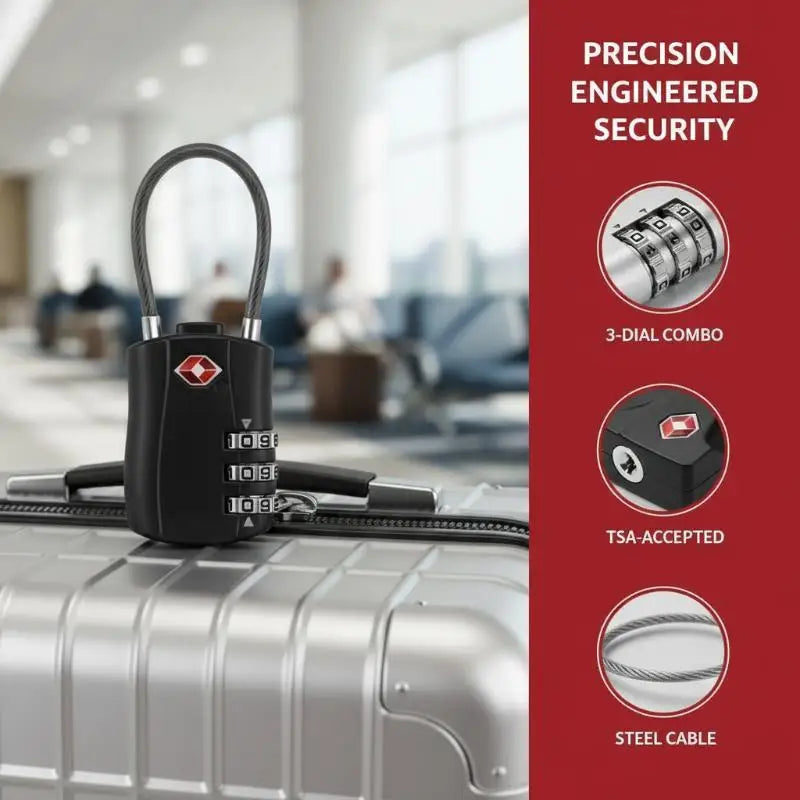 3-Digit Zinc Alloy Travel Customs Lock for Luggage & Backpack Travel Combination Lock PLUSH
