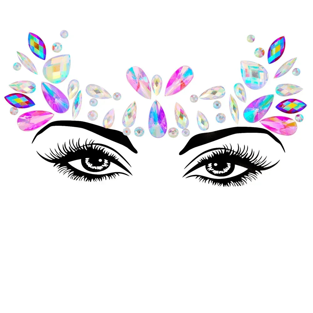 Crystal Face Gems Rhinestone Temporary Tattoo Stickers