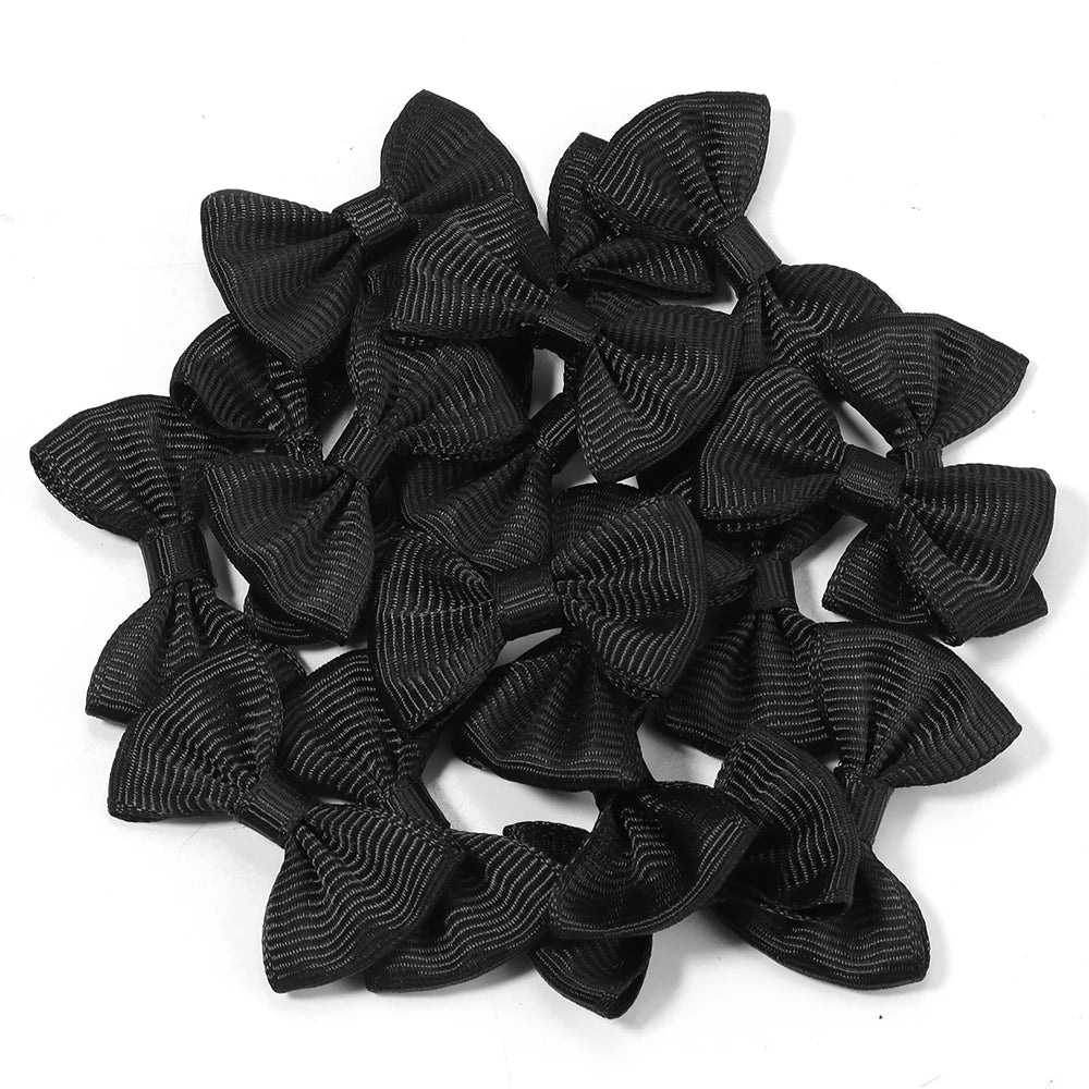 30pcs Mini Satin Ribbon Bows 2.5x4cm – Colorful DIY Craft Bows Ribbon Bows PLUSH Black 2.5X4cm
