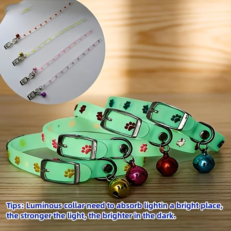 Light-Up Pet Collar with Paw Print – Glow in the Dark LED Pet Collar PLUSH