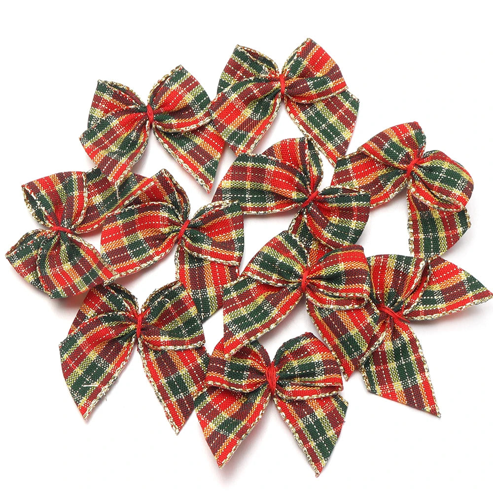 20pcs Christmas Plaid Bows – DIY Jewelry, Hair & Craft Decor Craft Bow Embellishments PLUSH 02 3x4cm