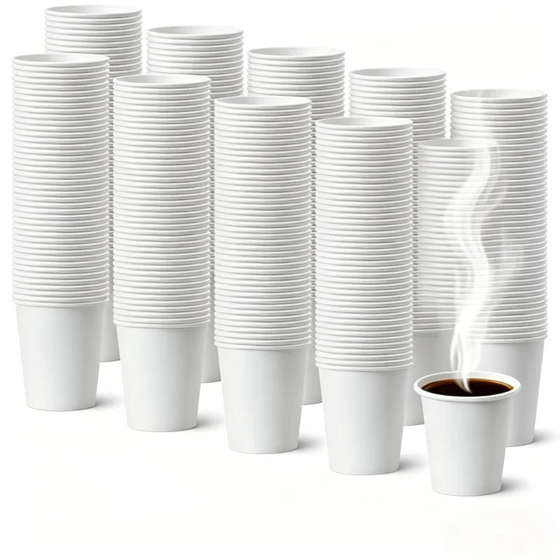 White Disposable Paper Cups 50/100pcs – Hot & Cold Drinks Disposable Paper Cups PLUSH