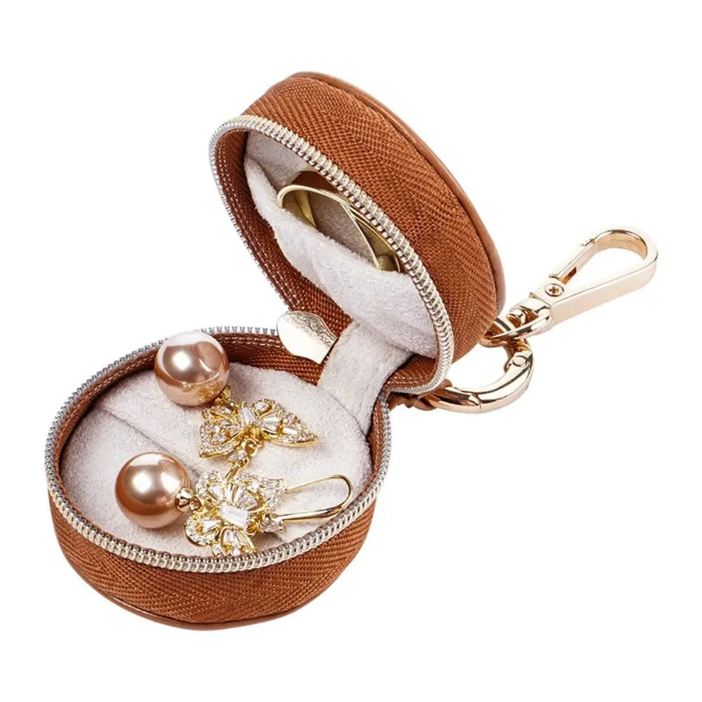 Round PU Leather Jewelry Box – Ring & Necklace Storage Case Jewelry Storage Box PLUSH