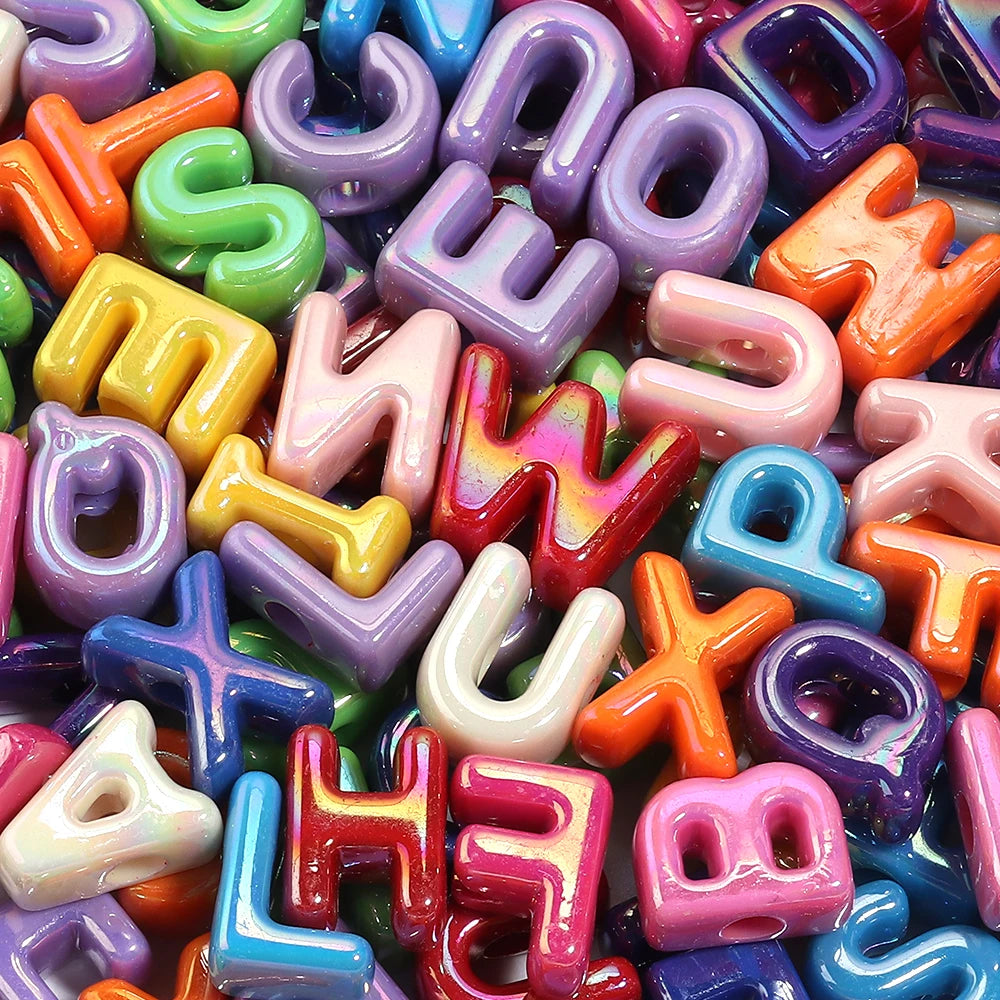 AB Iridescent Alphabet Acrylic Beads – DIY Jewelry Making Alphabet Acrylic Beads PLUSH