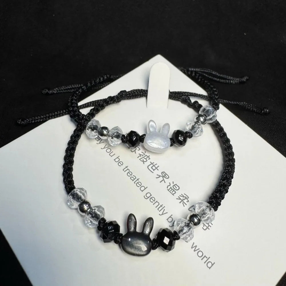 Minimalist Cat & Rabbit Bead Bracelet – Friendship Gift Beaded Bracelet PLUSH