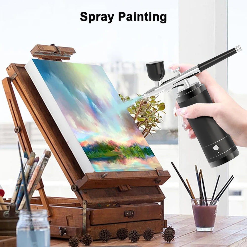 Portable Airbrush Kit with Compressor | 0.3mm Mini Spray Gun Airbrush Spray Kit PLUSH