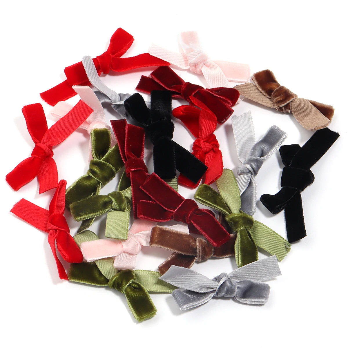 10pcs Velvet Ribbon Bows – Colourful DIY Craft Bowknots Craft Bow Embellishments PLUSH