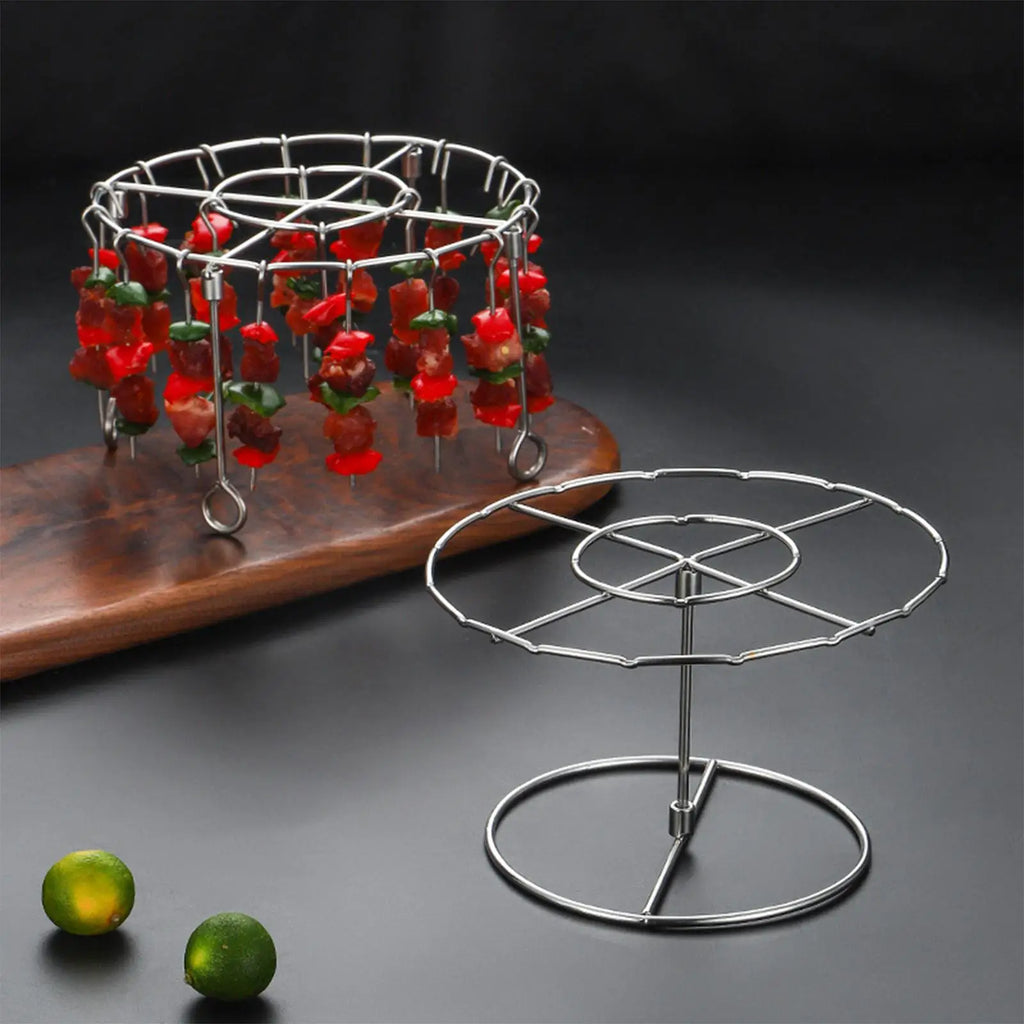 Stainless Steel Vertical Skewer Rack – 24-Skewer BBQ Stand BBQ Skewer Rack PLUSH