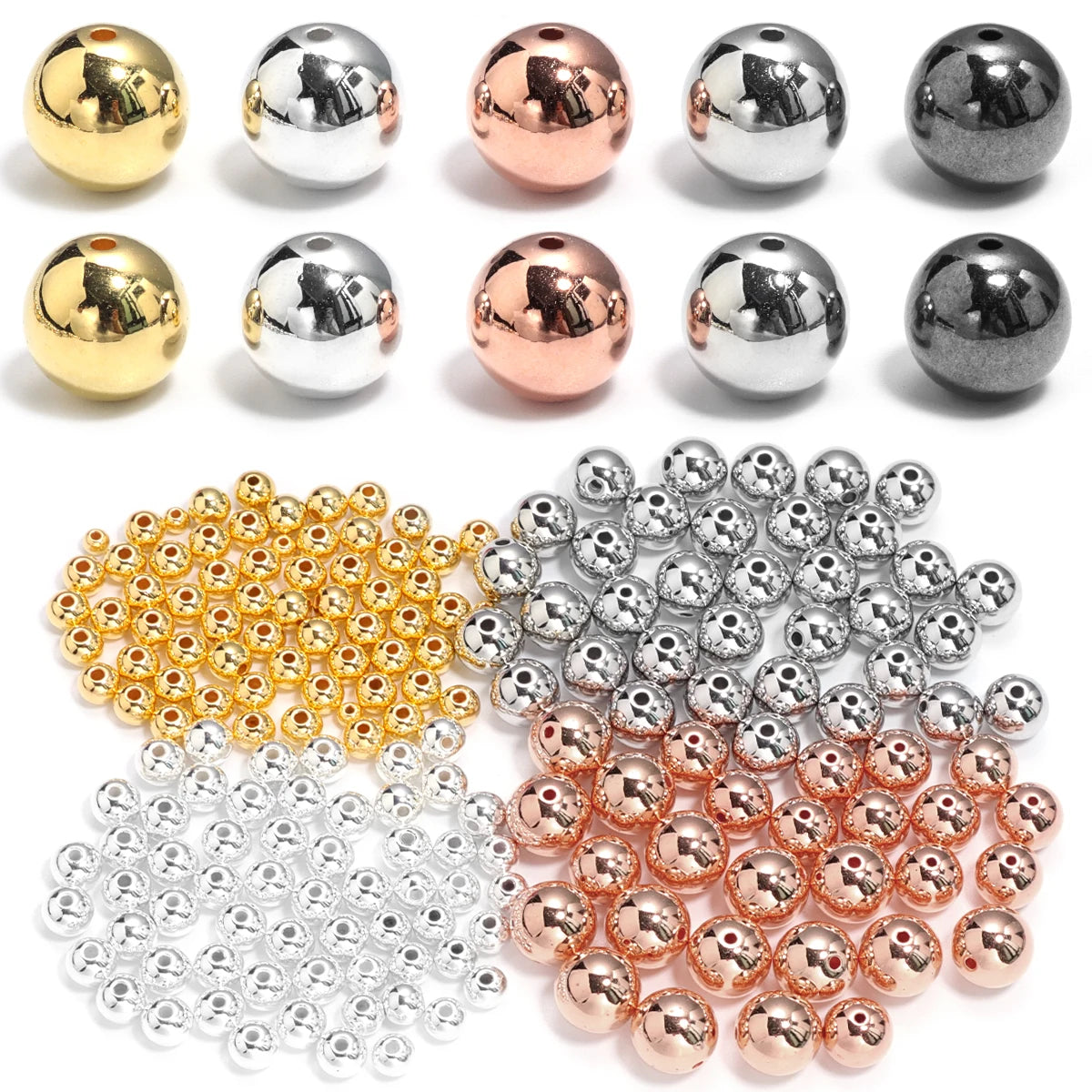 CCB Round Spacer Beads 3–14mm | DIY Jewelry Making (20–500pcs) Loose Spacer Beads PLUSH