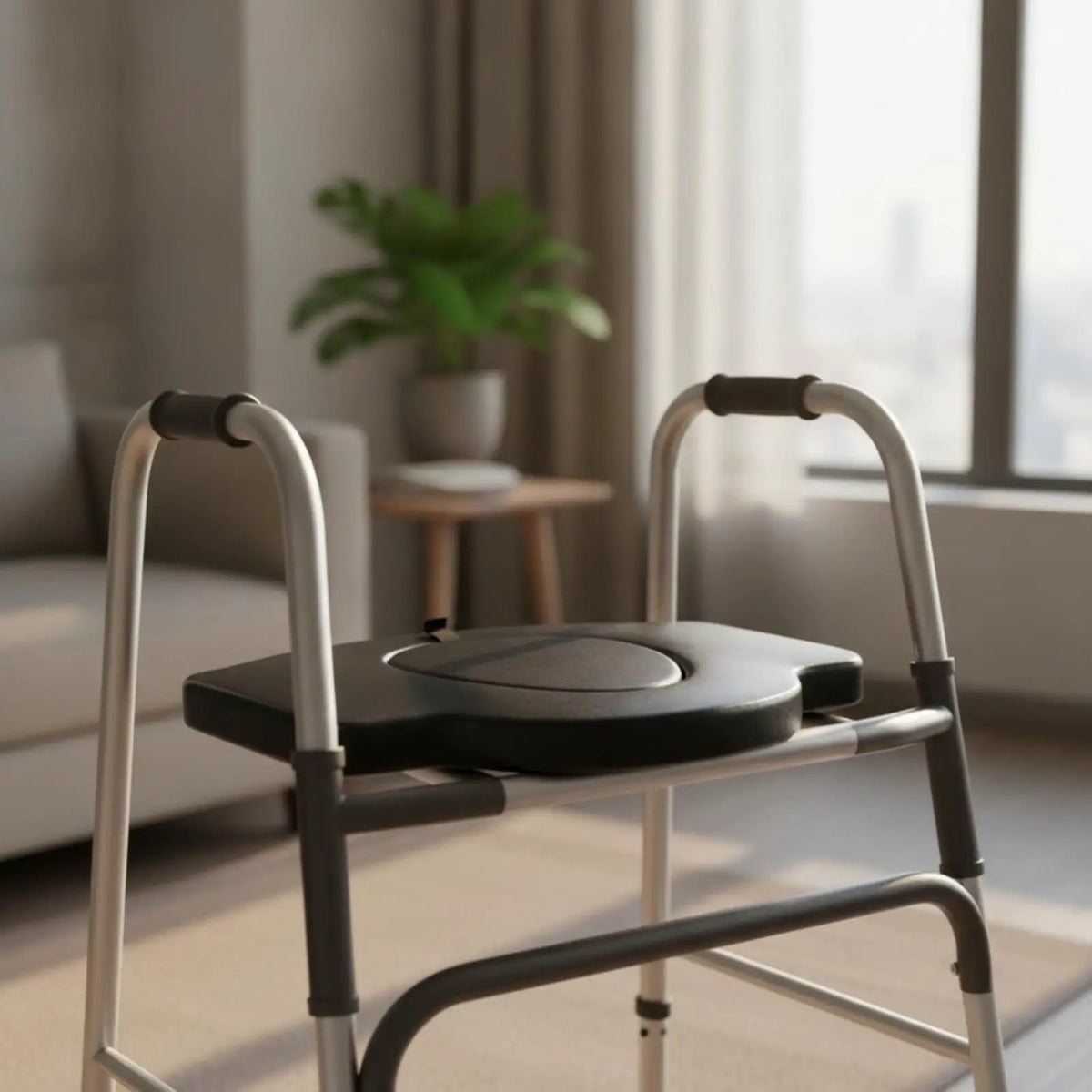 Contoured Walker Seat Cushion with Strap | Leather Foam Pad Walker Seat Cushion PLUSH