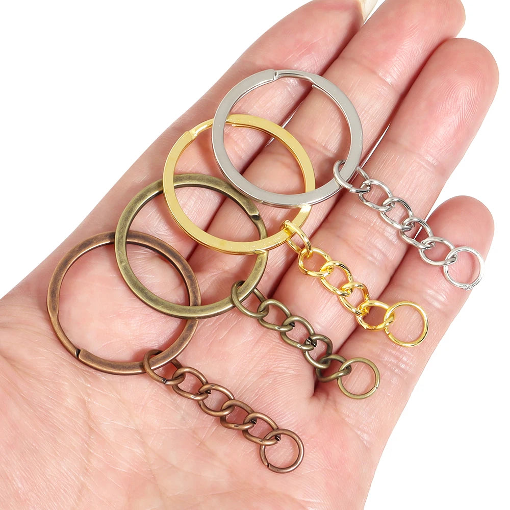 28mm Metal Split Key Rings with Chain – DIY Jewelry 5-20pcs Jewelry Making Findings PLUSH
