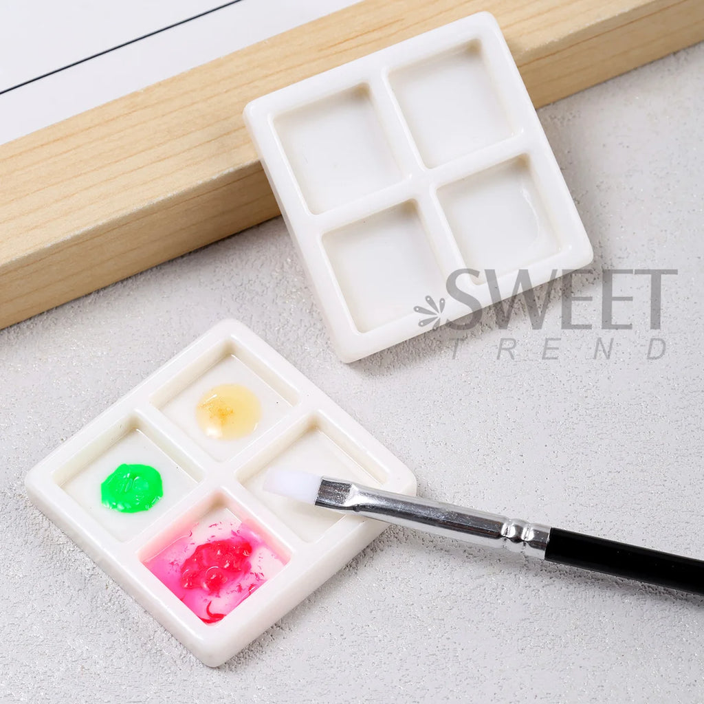 3pcs 4-Grid Nail Color Palette – Gel Polish Mixing & Storage Nail Art Palette PLUSH