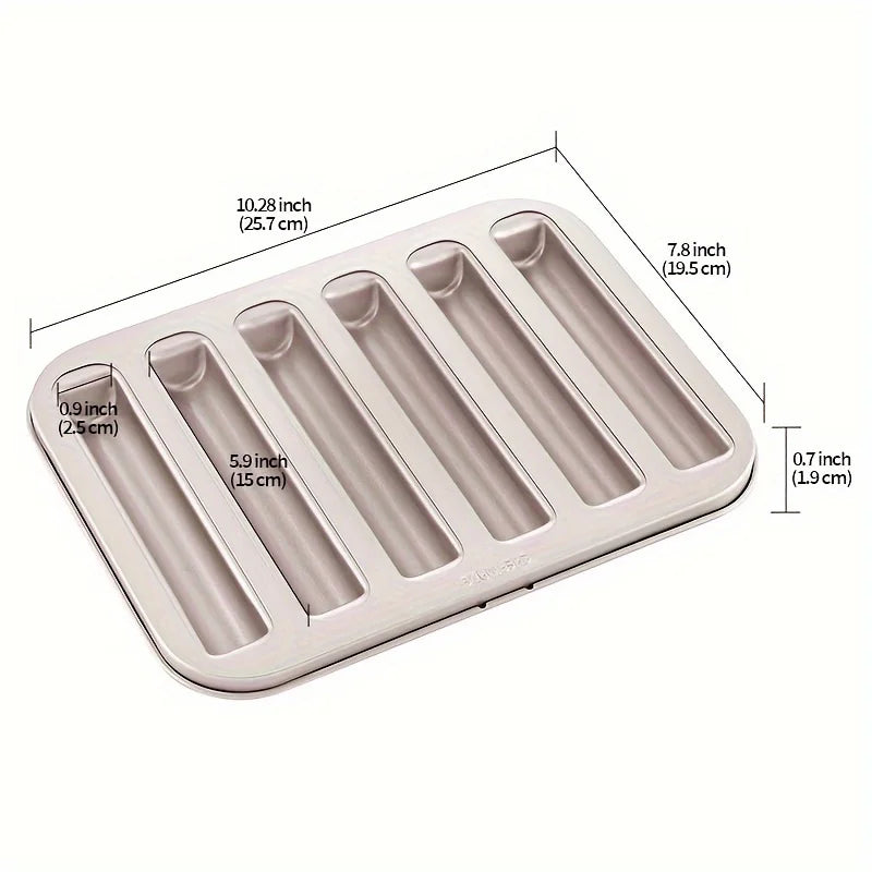 Non-Stick 6-Cavity Baking Pan – Financier, Muffin & Éclair Mold Non-Stick Baking Pan PLUSH Gold