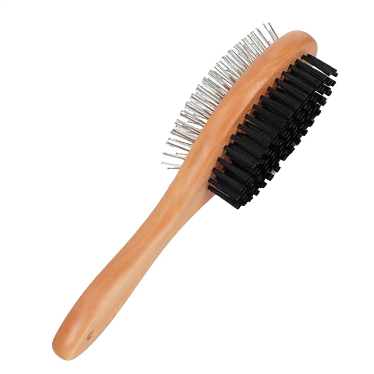 Double-Sided Pet Grooming Brush – Wood Handle & Steel Bristles Pet Grooming Brush PLUSH