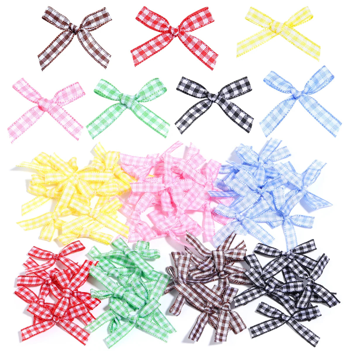 50pcs Scottish Checkered Ribbon Bows – DIY Jewelry & Crafts Ribbon Craft Bows PLUSH
