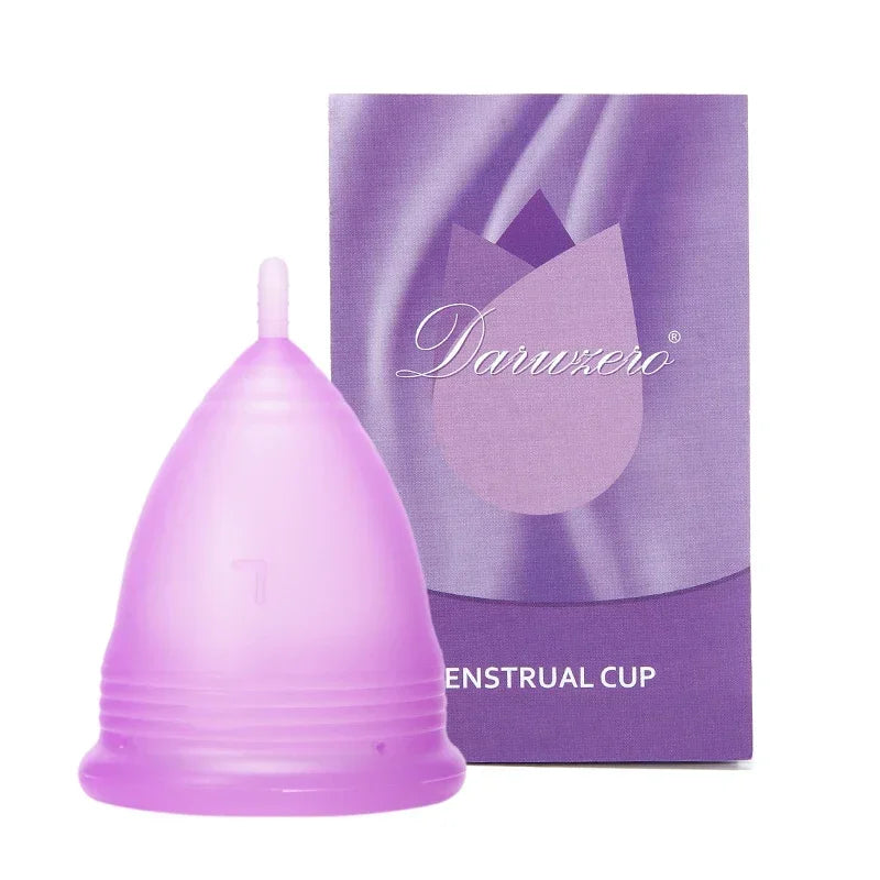 Medical Grade Silicone Menstrual Cup S & L | vive fit Menstrual Cup PLUSH 1Pc-Naked-Purple S Size
