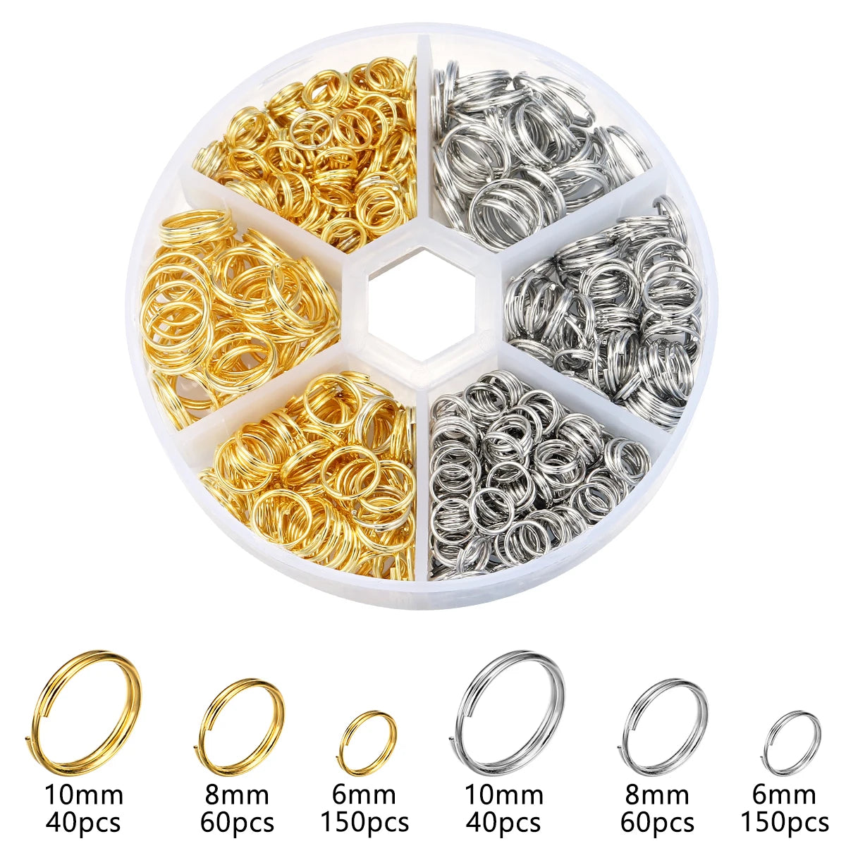 Metal Jump Rings Double Loop Split Ring Connectors – 6 Sizes Jewelry Findings PLUSH gold rhodium
