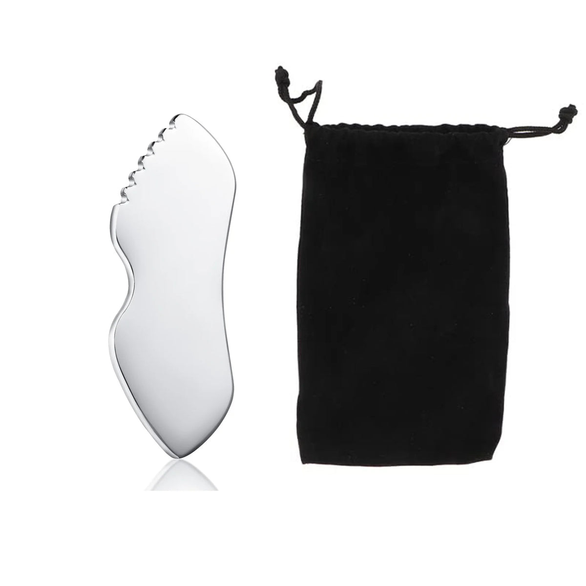 Stainless Steel Gua Sha Face & Neck Sculpting Massager Tool Gua Sha Massager PLUSH B Shape With Bag