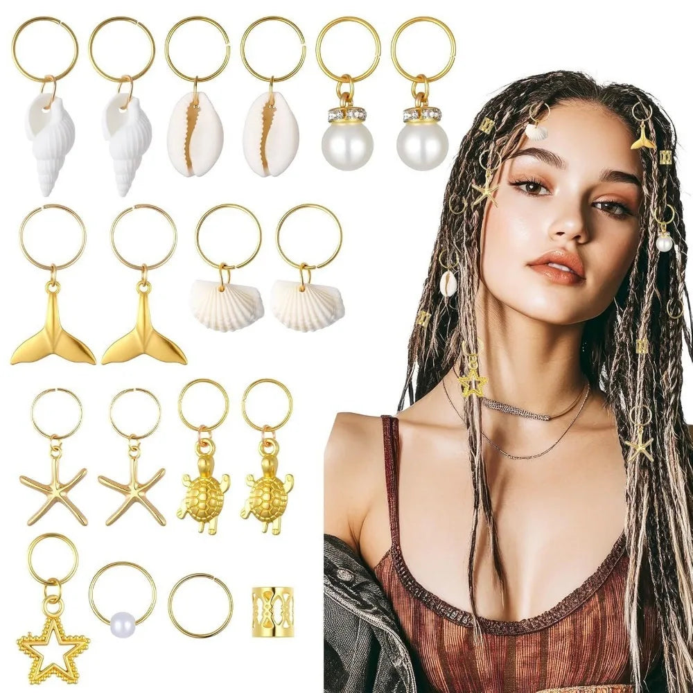 40pcs Ocean Hair Clips & Rings – Braid Dreadlock Beads Set Hair Braid Accessories PLUSH