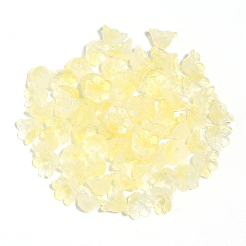 50pcs Lily of the Valley Lampwork Glass Spacer Beads – DIY Jewelry Lampwork Glass Beads PLUSH yellow