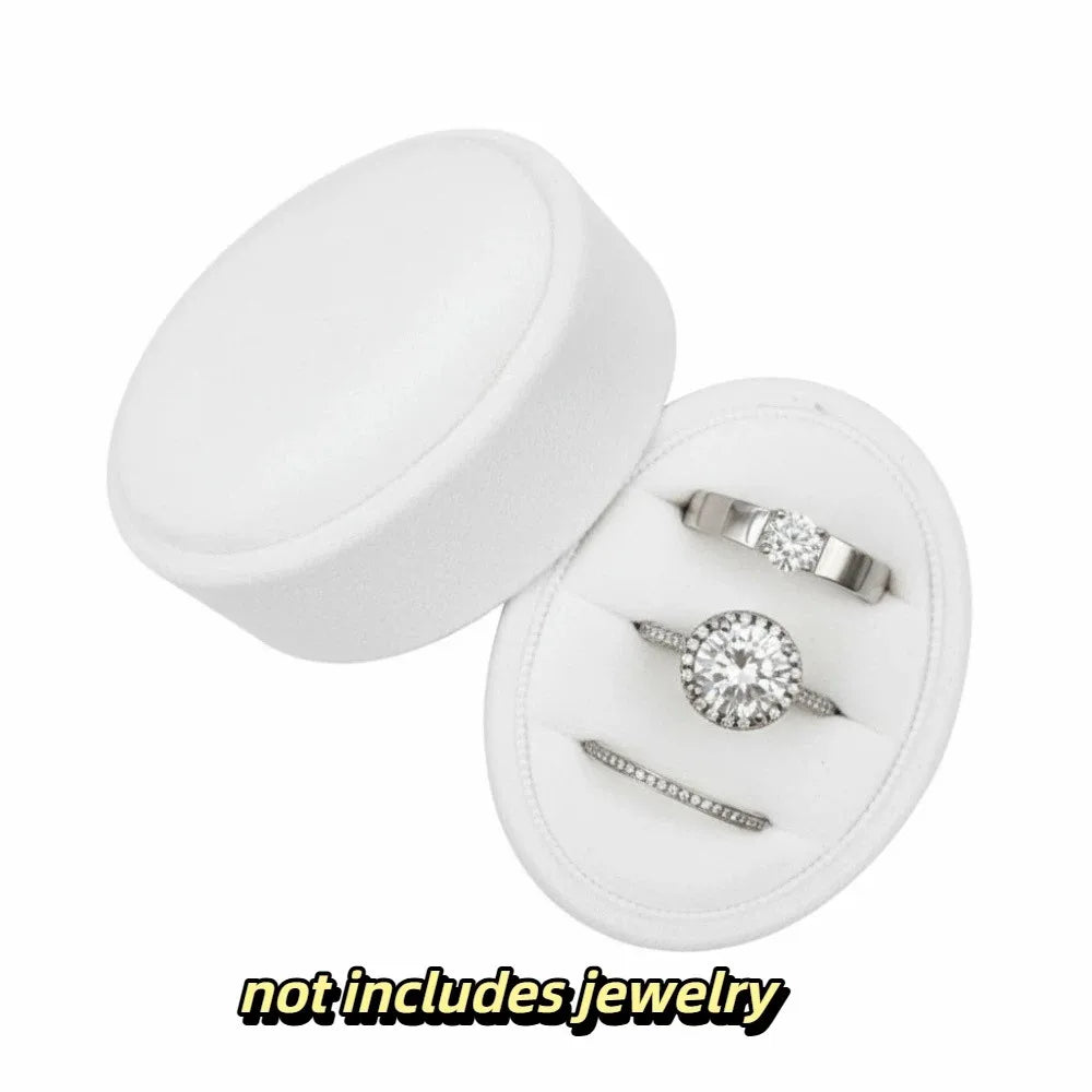 Velvet Ring Box 2 & 3 Slots Oval Vintage Jewelry Gift Box Velvet Ring Box PLUSH White 3 Slot