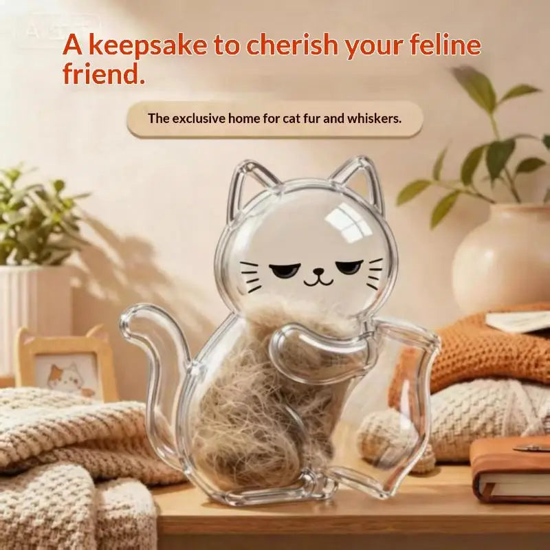 Transparent Cat Magnetic Storage Box – Pet Fur & Whisker Keepsake Pet Keepsake Storage PLUSH I