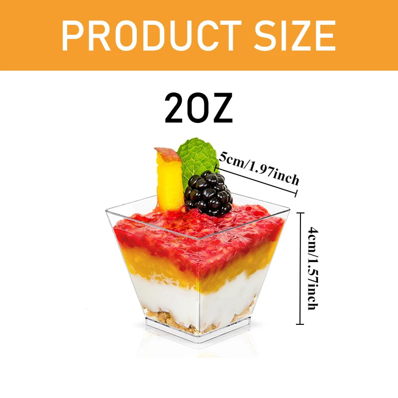 50/100pcs Clear Ladder Plastic Dessert Cups – Party Food Cups Plastic Dessert Cups PLUSH