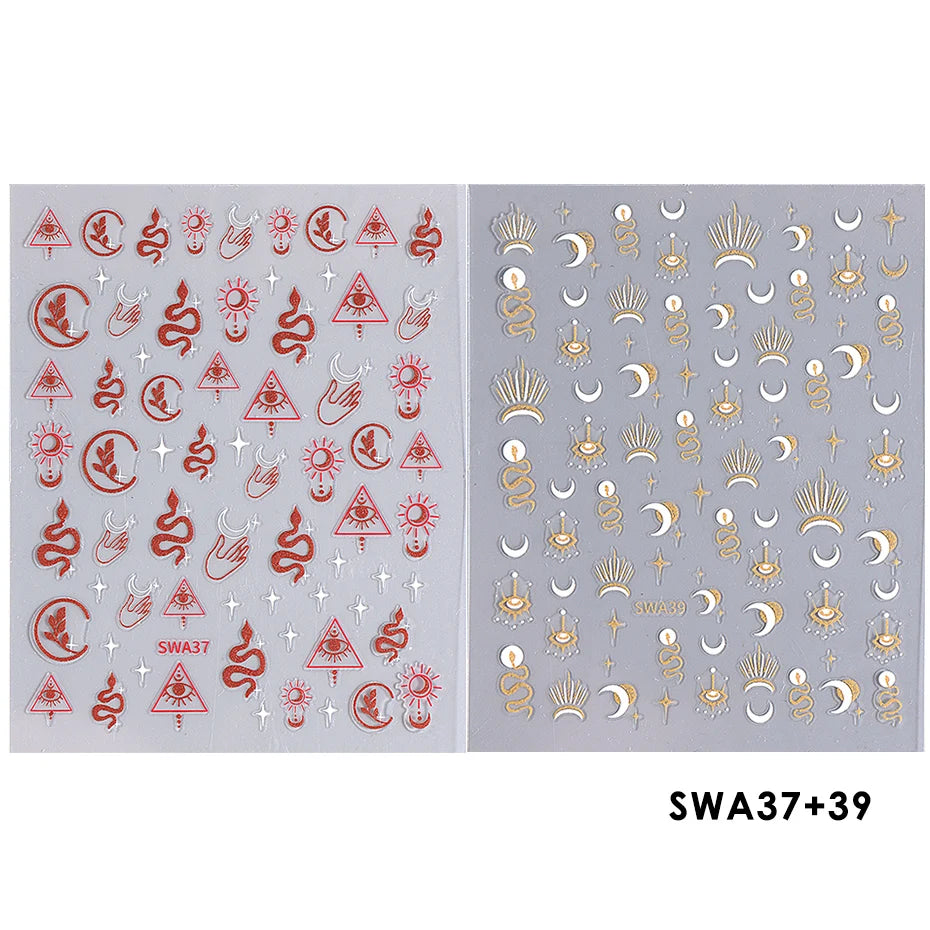 Gothic Dragon 3D Nail Decals – Dark Fantasy Bronzing Stickers 2pk Nail Art Stickers PLUSH SWA37 39