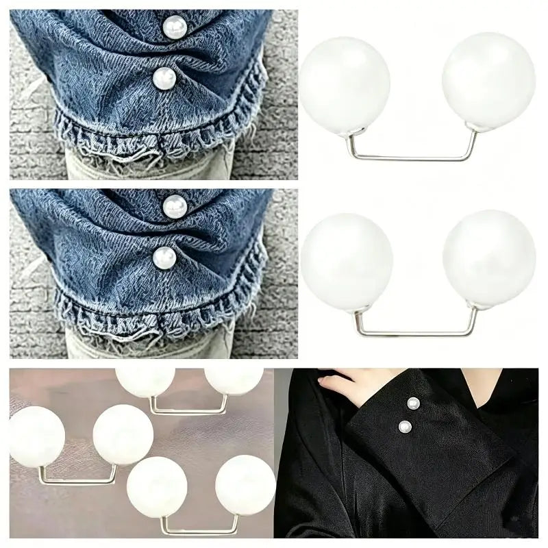 Pearl Sleeve Clips 2-Pack | Non-Slip Fashion Fasteners Sleeve Clip Brooch PLUSH A1