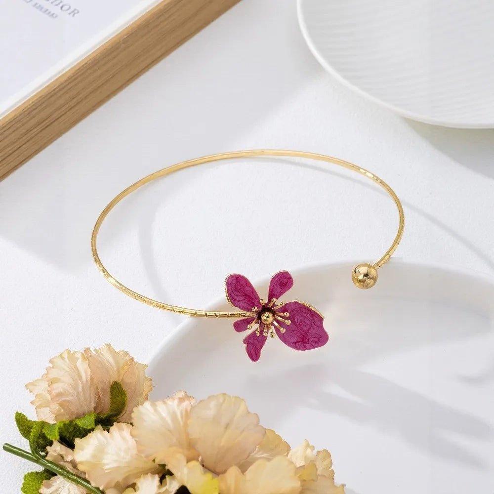 Colorful Flower Geometric Metal Choker Necklace Korean Style Choker Necklace PLUSH