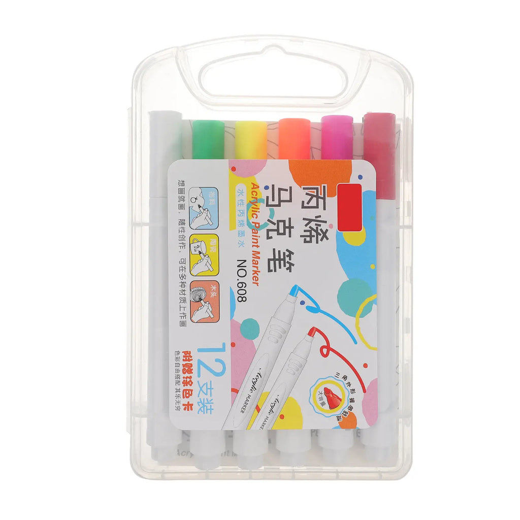 Acrylic Paint Markers 12-Pack Fine Tip Pens for Art & Crafts Acrylic Paint Markers PLUSH Default Title