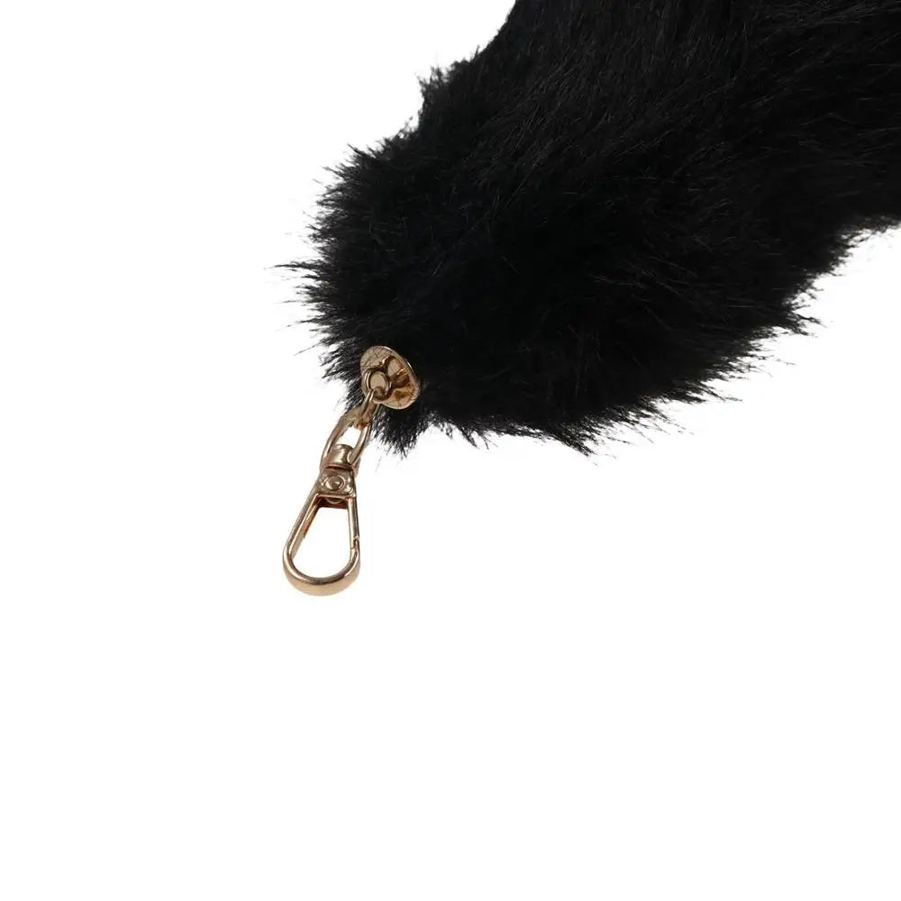 Fluffy Faux Fur Tail Keychain 31cm – Bag Charm Pendant Fur Tail Keychain PLUSH