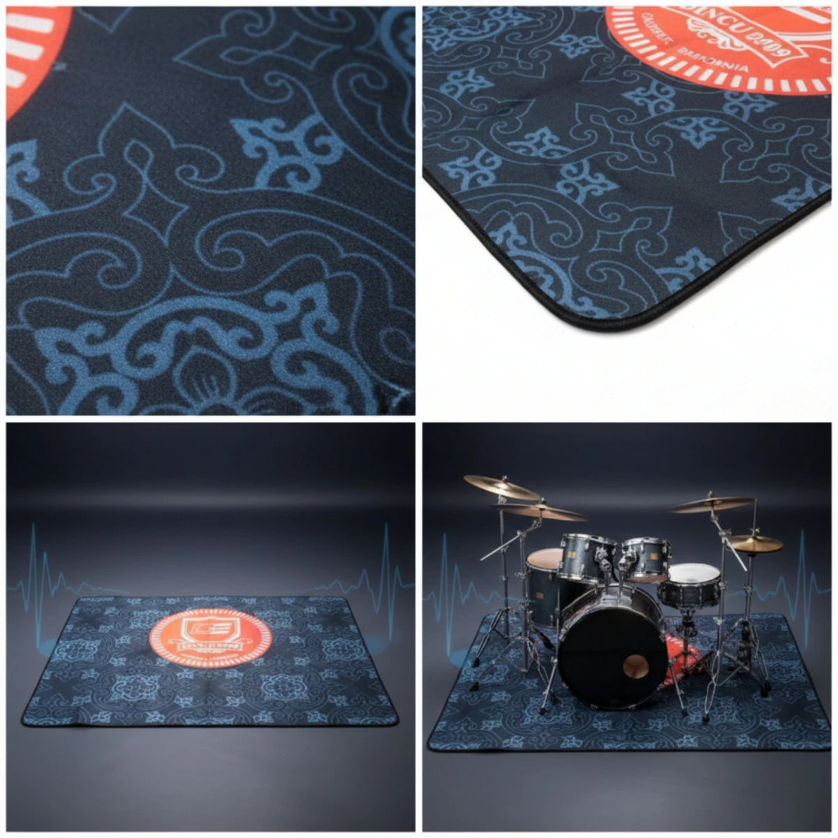 Patterned Drum Kit Rug | Non-Slip Backing | 2x1.6m Drum Kit Rug PLUSH